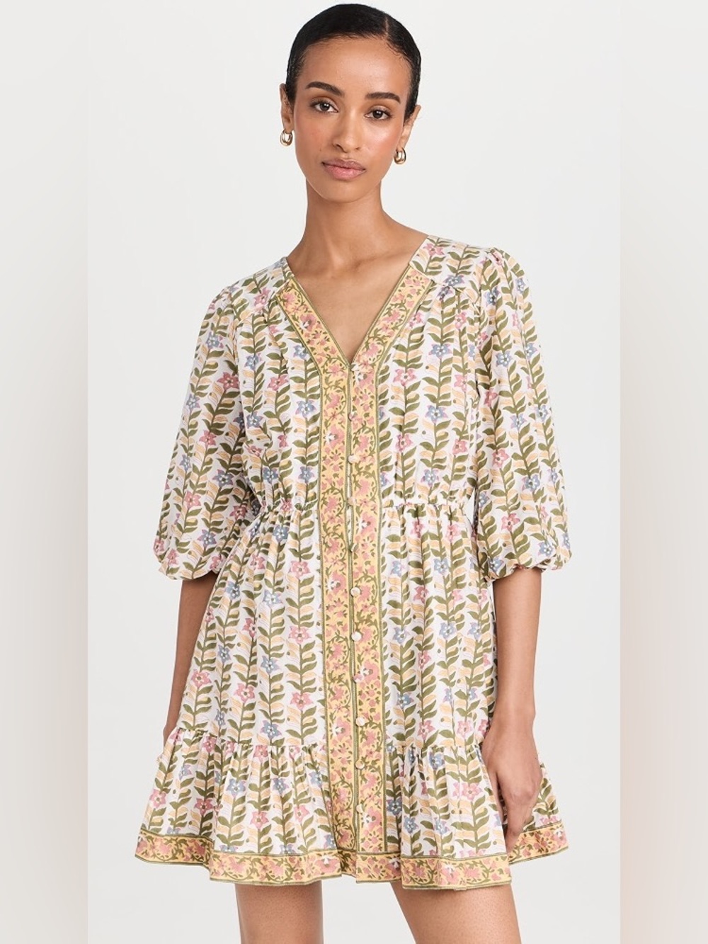 Marea The Sienna Dress Mini Long Sleeve Floral Marigold